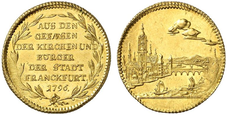 ドイツ1796年フランクフルトの都市景観ダカット金貨の価値