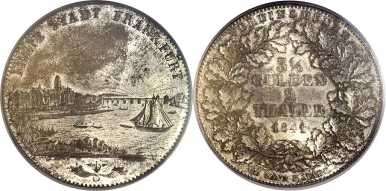 19世紀フランクフルトの都市景観2ターラー銀貨の価値