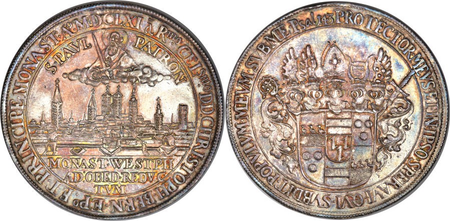 1661年ドイツ ミュンスターの都市景観ターラー銀貨 | 古銭の森