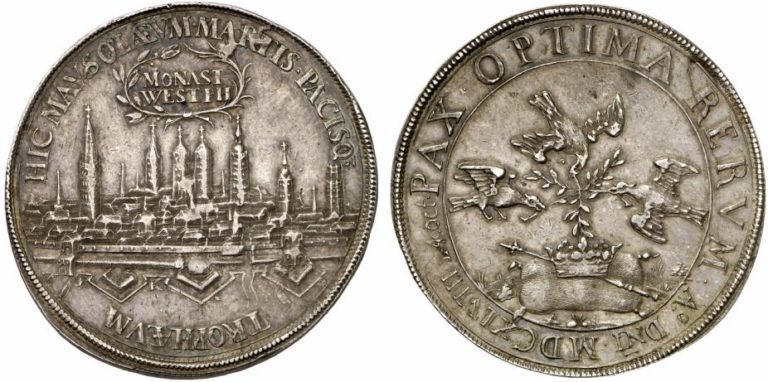 1648年ドイツ ミュンスターの都市景観ターラー銀貨の価値