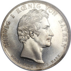 1826年ルートヴィヒ1世死去追悼記念ターラー銀貨
