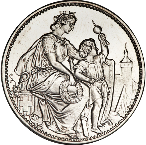 1865年スイス射撃祭シャフハウゼン5フラン銀貨の価値と買取相場