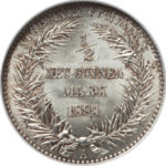 ドイツ領ニューギニア1894年極楽鳥1/2マルク銀貨